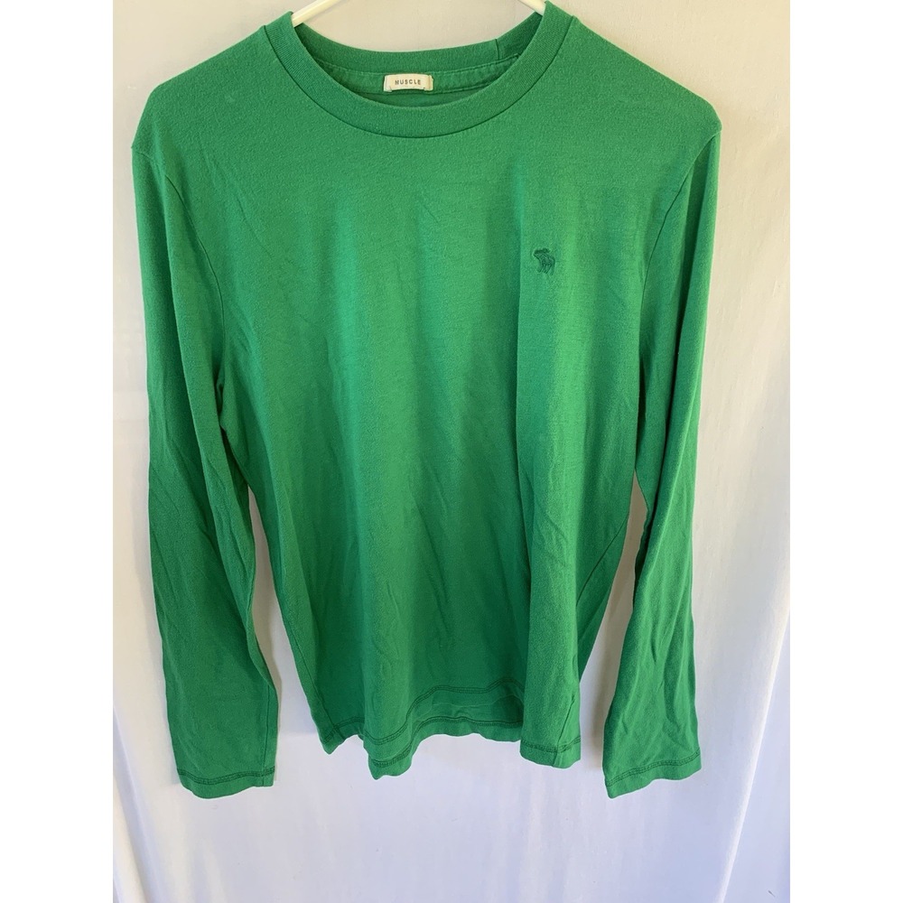 Mens Small Aerocrombie & Fitch Muscle Green Long Sleeve Tshirt Y2K Cotton